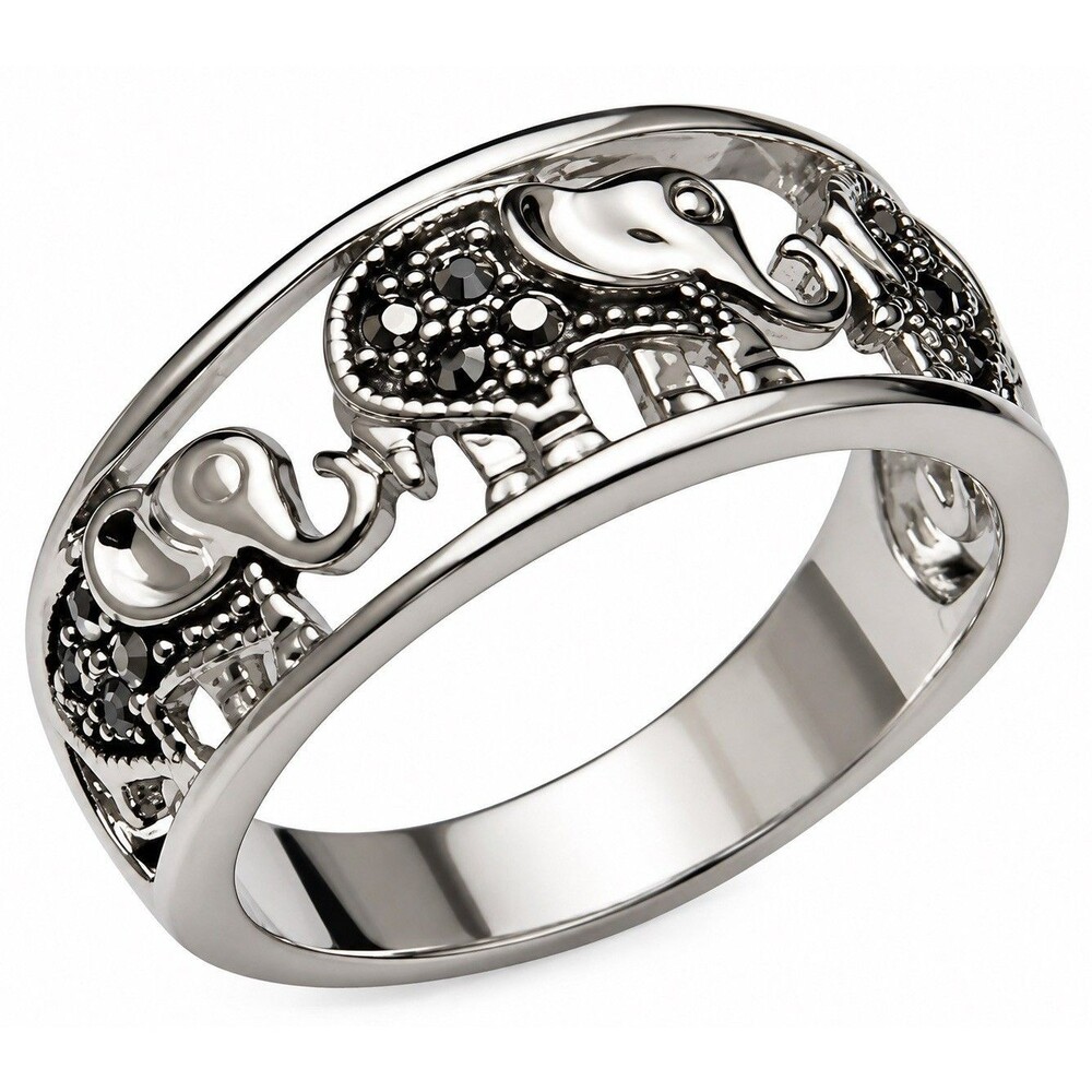 Lucky Elephant Caravan Silver Ring Stainless Steel Dainty Animal Jewelry Size 5